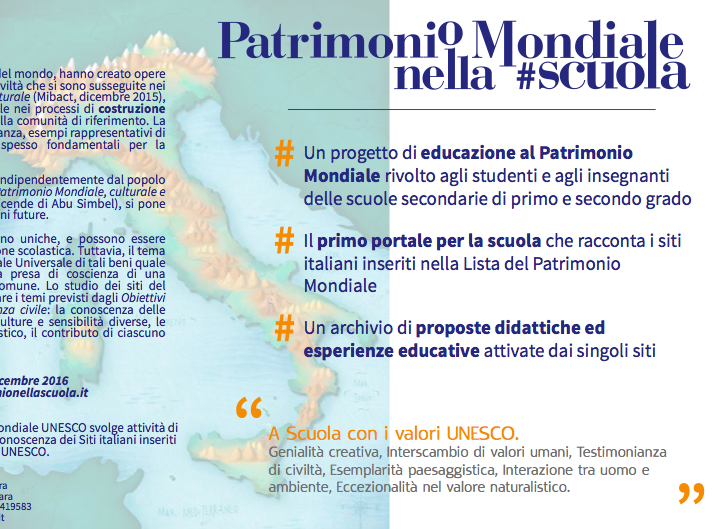 L’Associazione Beni Italiani Patrimonio Mondiale UNESCO lancia un progetto per la scuola
